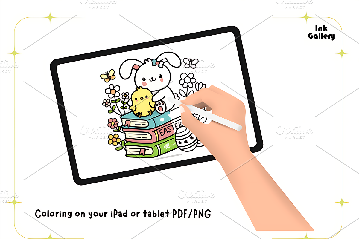 Easter Bookish Fun Coloring Pages, a Seasonal Illustration by Ink Gallery (Photo 4 of 4)
