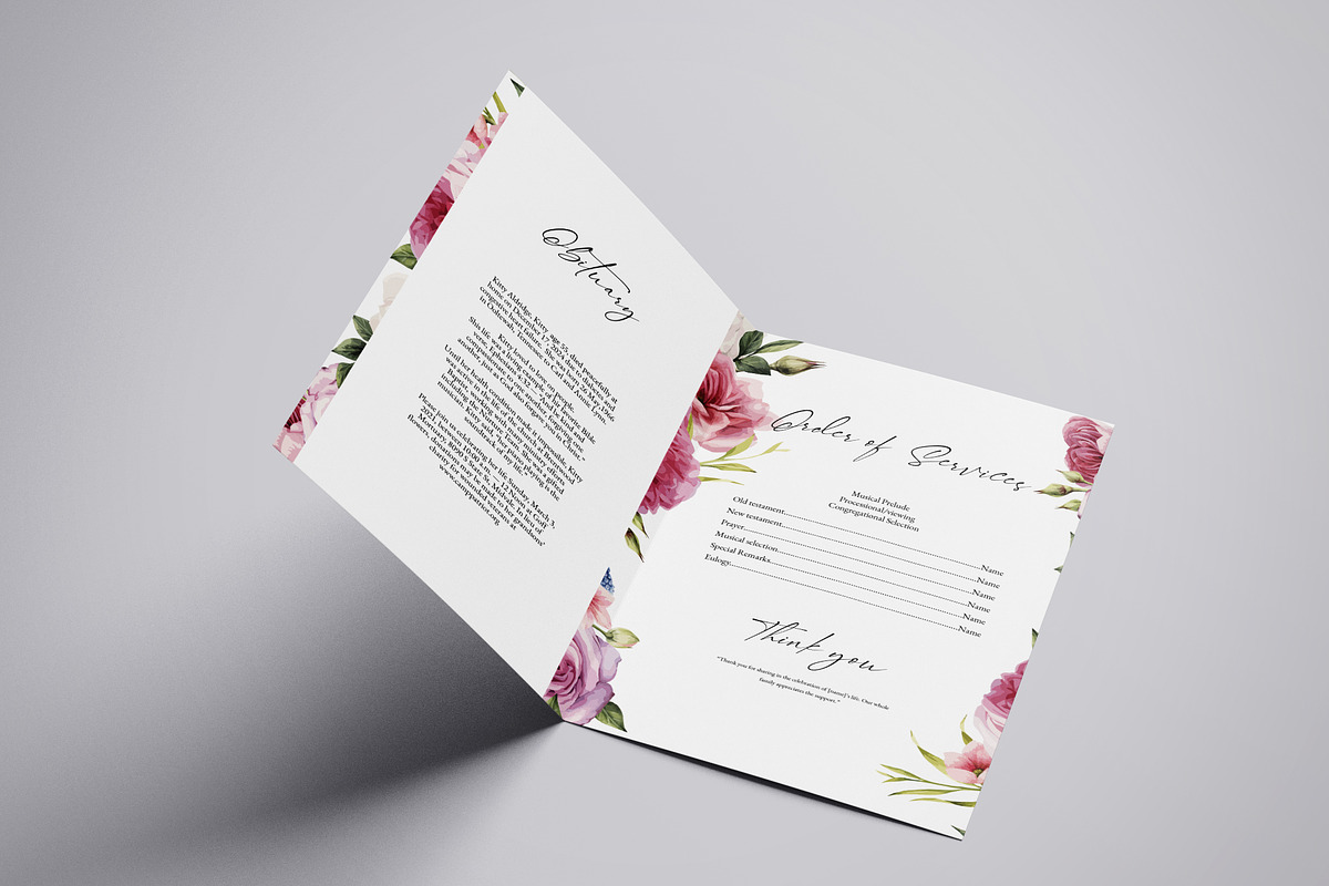 Floral Funeral Program Template, a Brochure Template by Template Shop (Photo 5 of 5)
