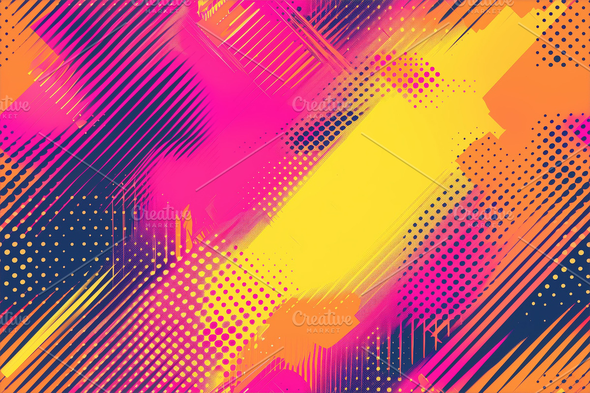 Seamless vibrant abstract halftone glitch background featuring bold strokes and, a Background Graphic by Textures & Backgrounds
