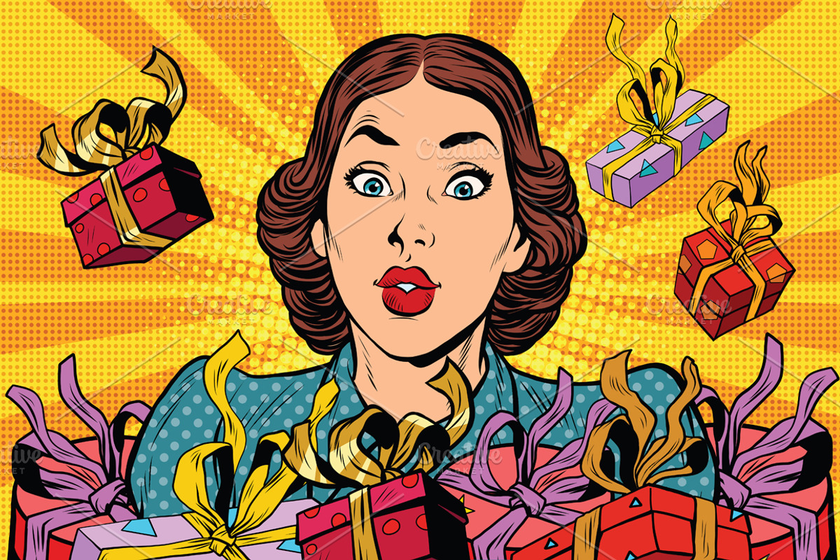 retro girl and holiday sales, a Finance Illustration by studiostoks
