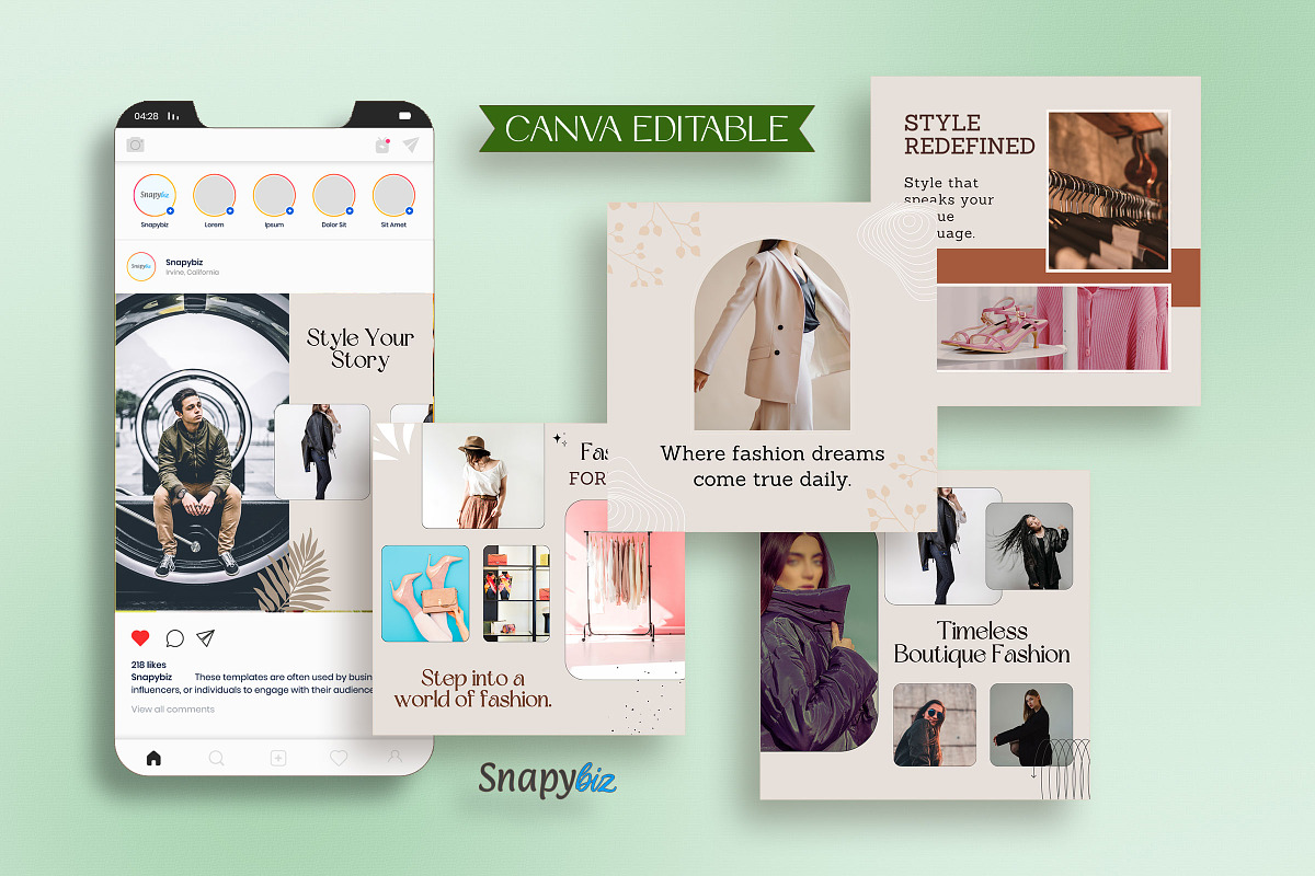 Boutique Fashion Instagram Templates, a Social Media Template by Snapybiz (Photo 5 of 9)