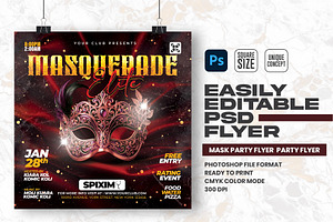 Mask Party Flyer Design Template, a Flyer Template by Shajib Shikder