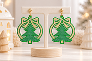 Christmas Tree Earrings Embroidery, an Object Graphic by Craft Nest (Thumbnail 4 of 4)