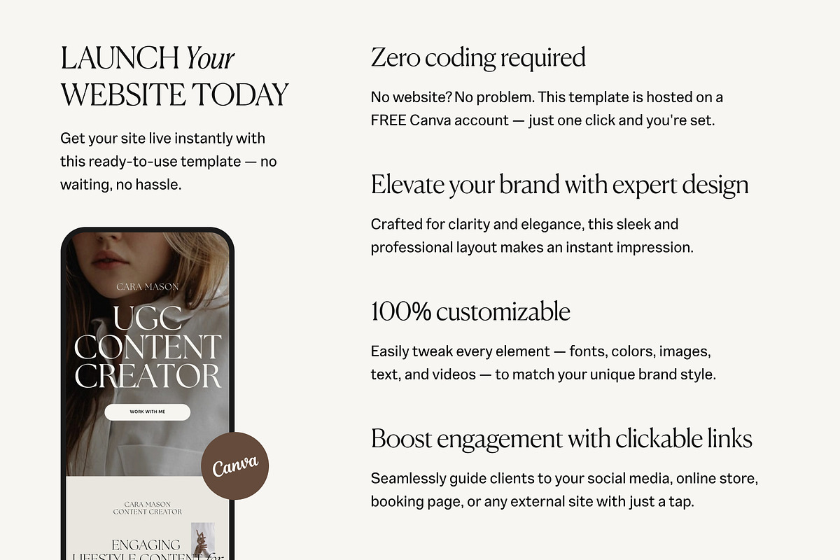 UGC Creator Website Template Canva, a Websites & App Template by The Soft Voice (Photo 3 of 7)