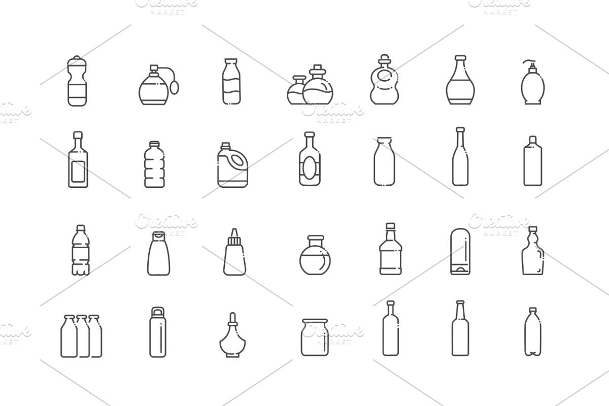 Bottle Icons Set, an Outline Icon by Tettygreen (Photo 2 of 2)