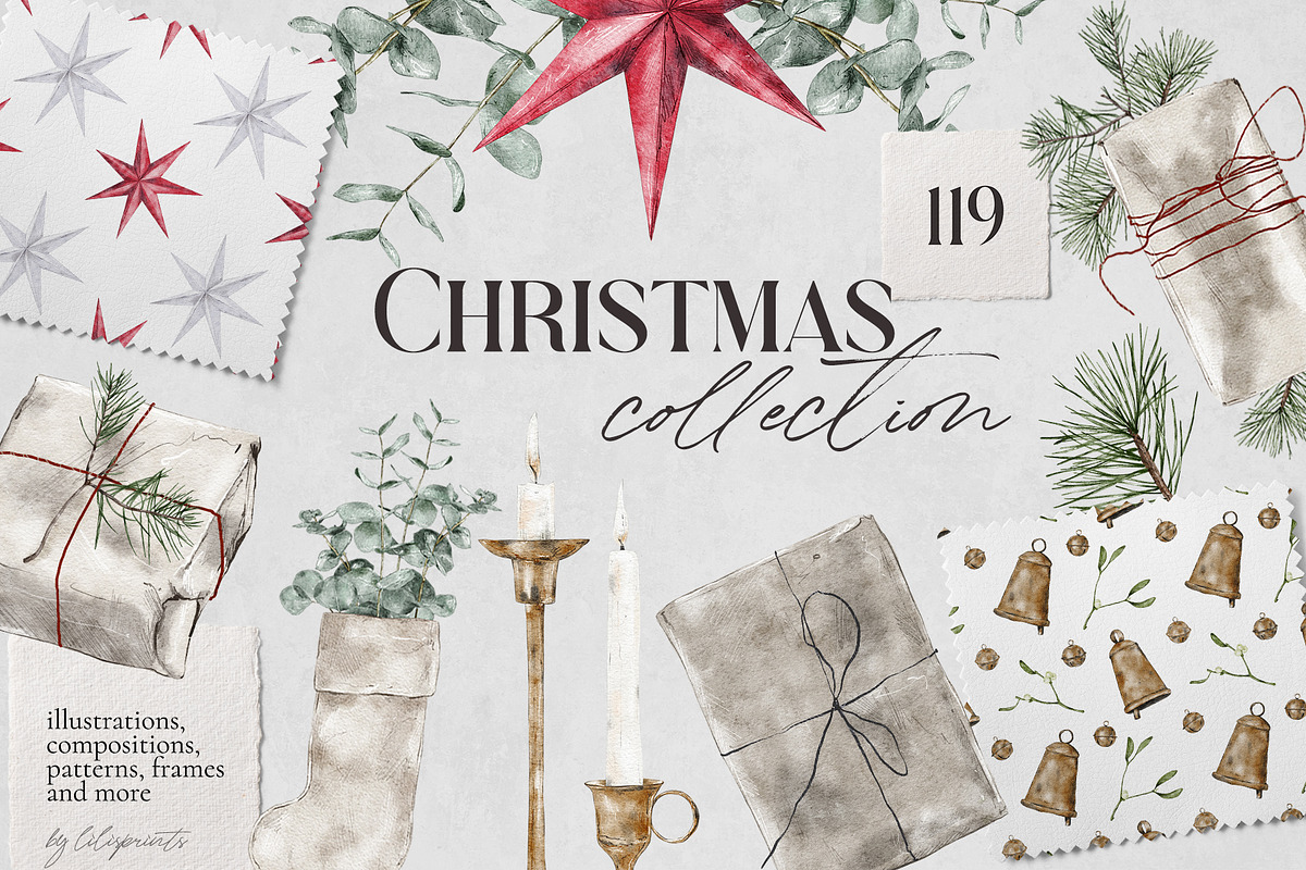 Christmas watercolor collection, a Decorative Illustration by lilisprints (Photo 1 of 6)