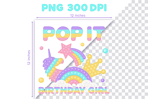 Pop It Birthday Girl Sublimation PNG