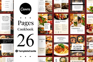 26 Pages Cookbook Canva Template, a Design Template by TemplateCastleStore