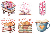 Bookish Lover Clipart, an Illustration by Watercolor design (Thumbnail 4 of 9)