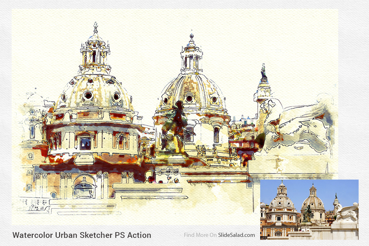 Watercolor Urban Sketcher PS Action, an Action Add-On by SlideSalad (Photo 7 of 21)
