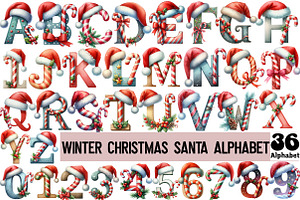 Winter Christmas Santa Alphabet, an Illustration by Design Market