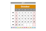 October. Calendar 2017 vector | Background Graphics ~ Creative Market