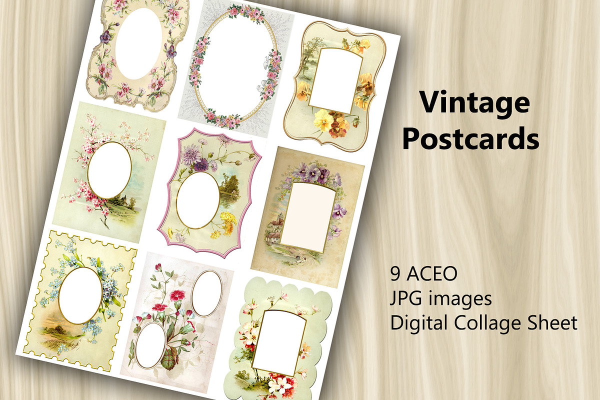 9 ACEO JPG images - Vintage Postcard, a Print Template by Kseniya-Omega (Photo 2 of 2)