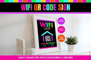 Neon WiFi QR Code Sign