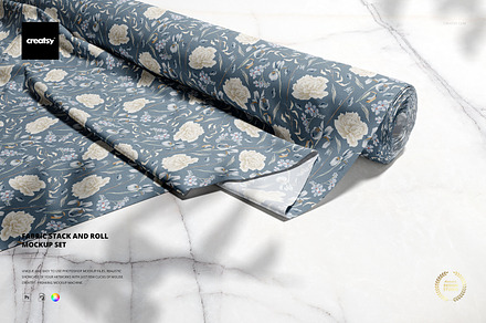 Fabric Stack and Roll Mockup Set, a Product Mockup by creatsy2