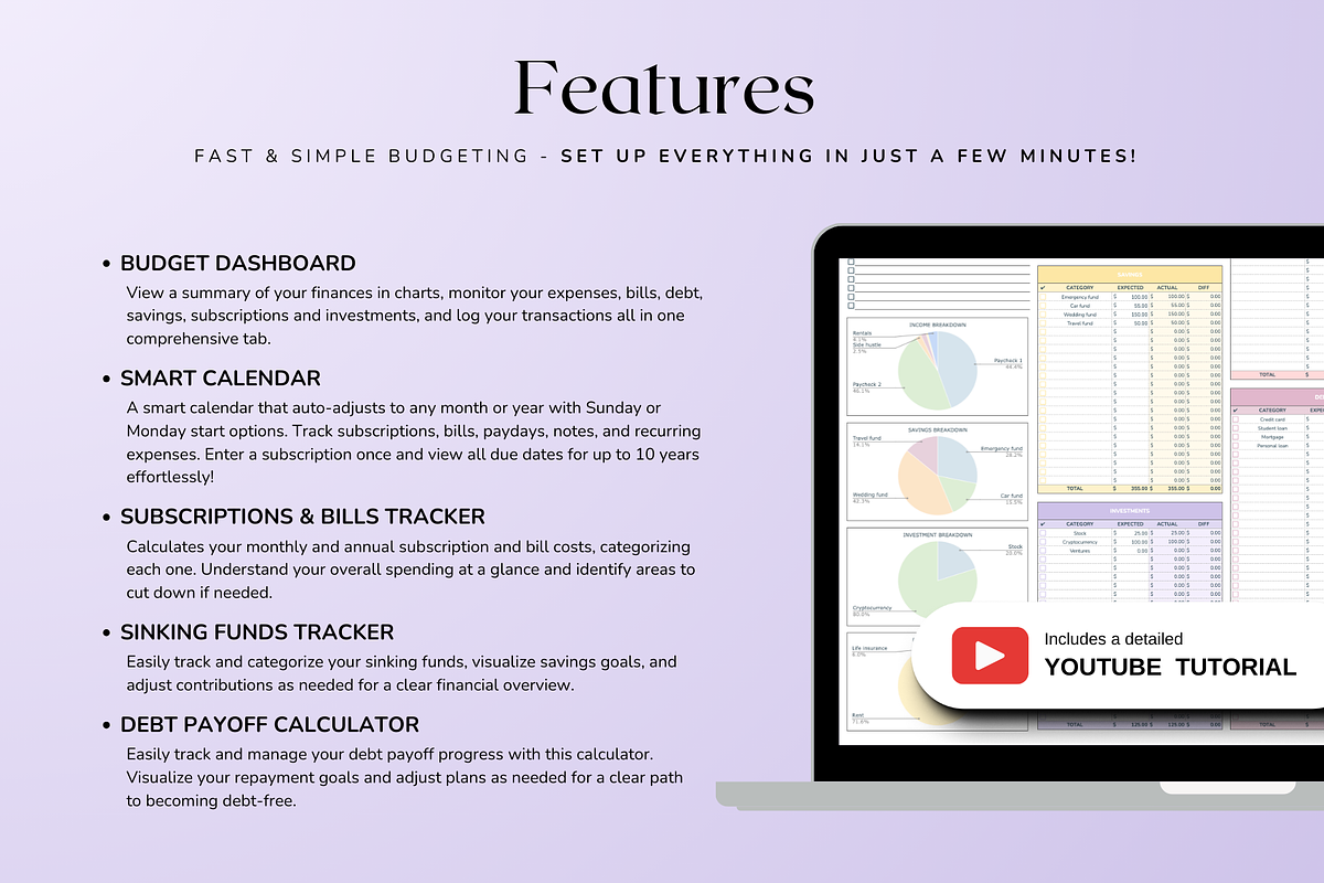 Ultimate Monthly Budget - Pastel, a Templates & Theme by The Creative Plans co (Photo 3 of 10)