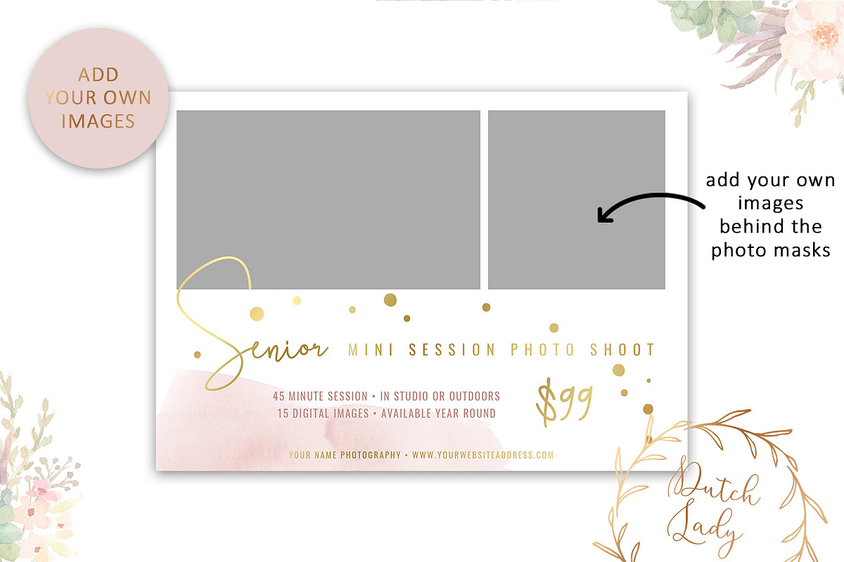 PSD Photo Session Card Template #32, a Card Template by The Dutch Lady ...
