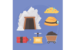 mining icons set, an Illustration by studiogstock