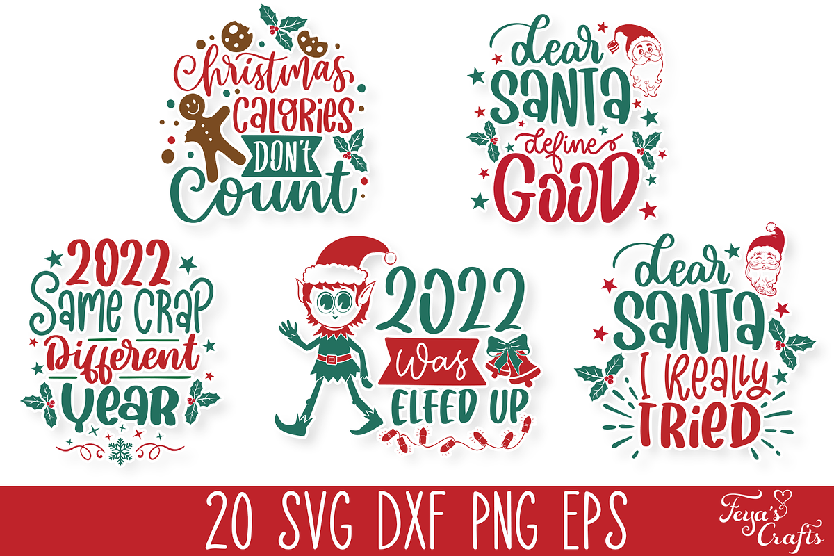Funny Christmas SVG Quotes Bundle, a Food Illustration by Anastasia Feya (Photo 4 of 9)