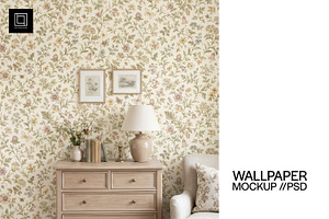 Farmhouse Wallpaper Mockup PSD