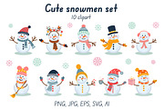 Cute snowmen set, a Seasonal Illustration by JulyGart (Thumbnail 1 of 5)