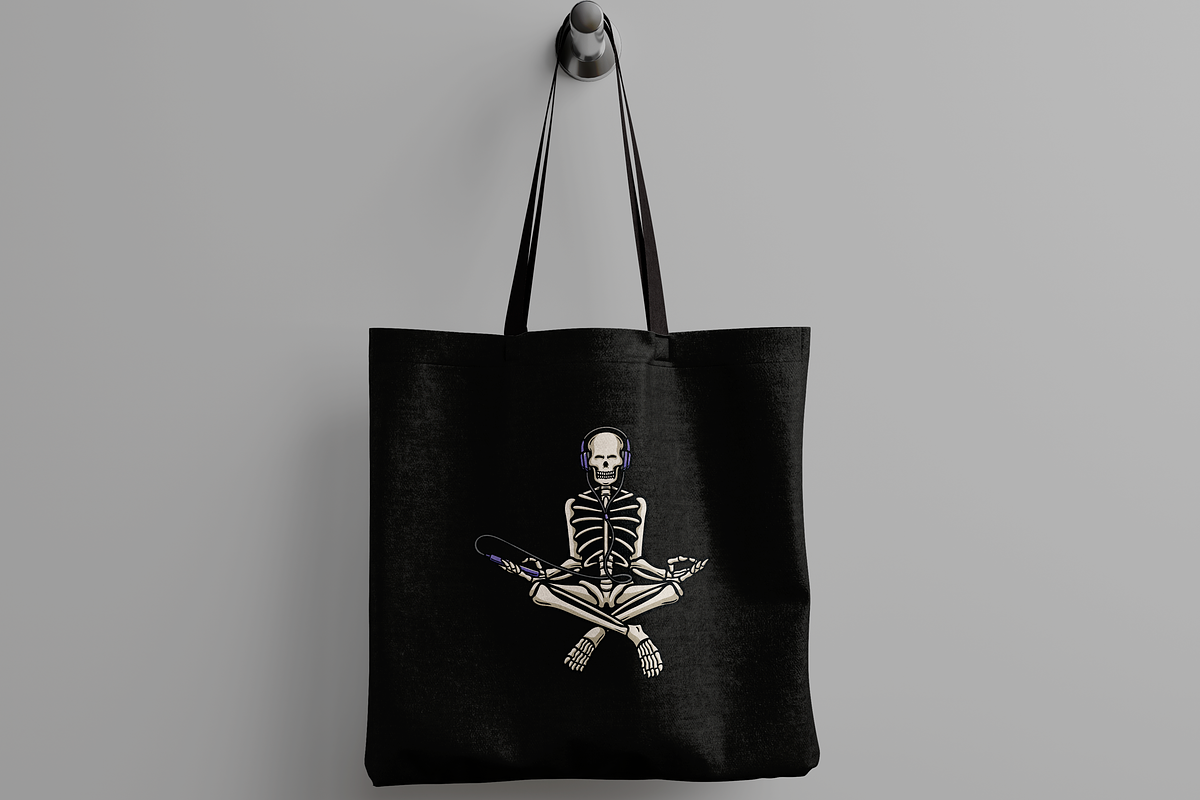 Skeleton Meditating with Headphones, an Object Illustration by nomlimo.com (Photo 2 of 3)
