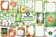 Autumn Green Planner Clipart Bundle, a Seasonal Illustration by Canvas Craft (Thumbnail 1 of 8)