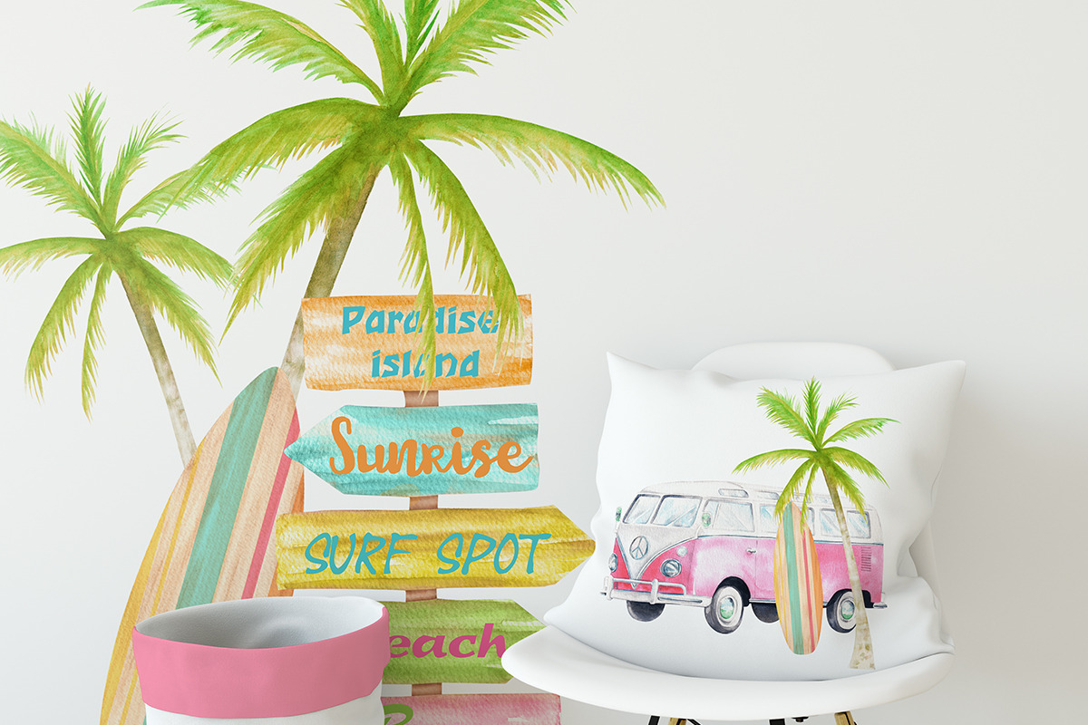 Watercolor surf clipart, an Illustration by Sweet sweet design (Photo 7 of 8)