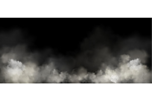 Foggy gray clouds on black