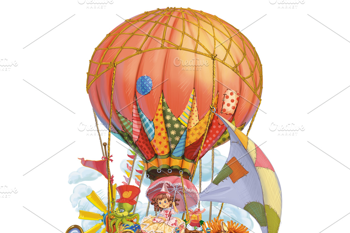 Traveling by plane and balloon, an Animal Illustration by Adamskyistudio (Photo 3 of 5)