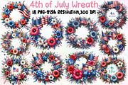 Watercolor 4th of July Wreath Clipar, an Illustration by Sublimation Artist (Thumbnail 1 of 6)