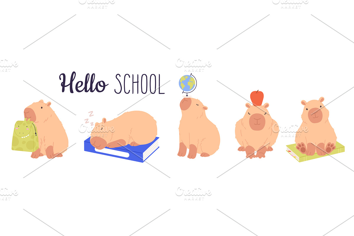 Smart student capybara. Back to, an Animal Illustration by LadadikArt