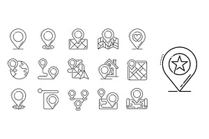 Location pam point icons, an Object Illustration by Vector Tradition