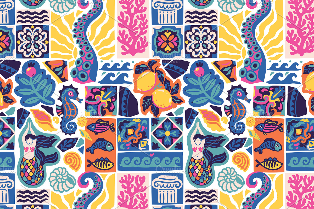 Mediterranean Mosaic Dream, a Pattern Graphic by PenguinHouse (Photo 3 of 7)
