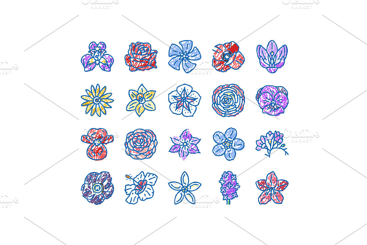 flower blossom spring icons hand, an Object Illustration by pikepicture