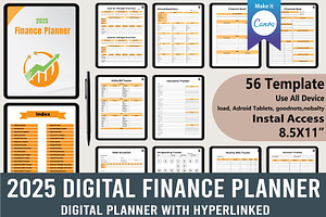 2025 Digital Finance Planner, a Stationery Template by Designmela01