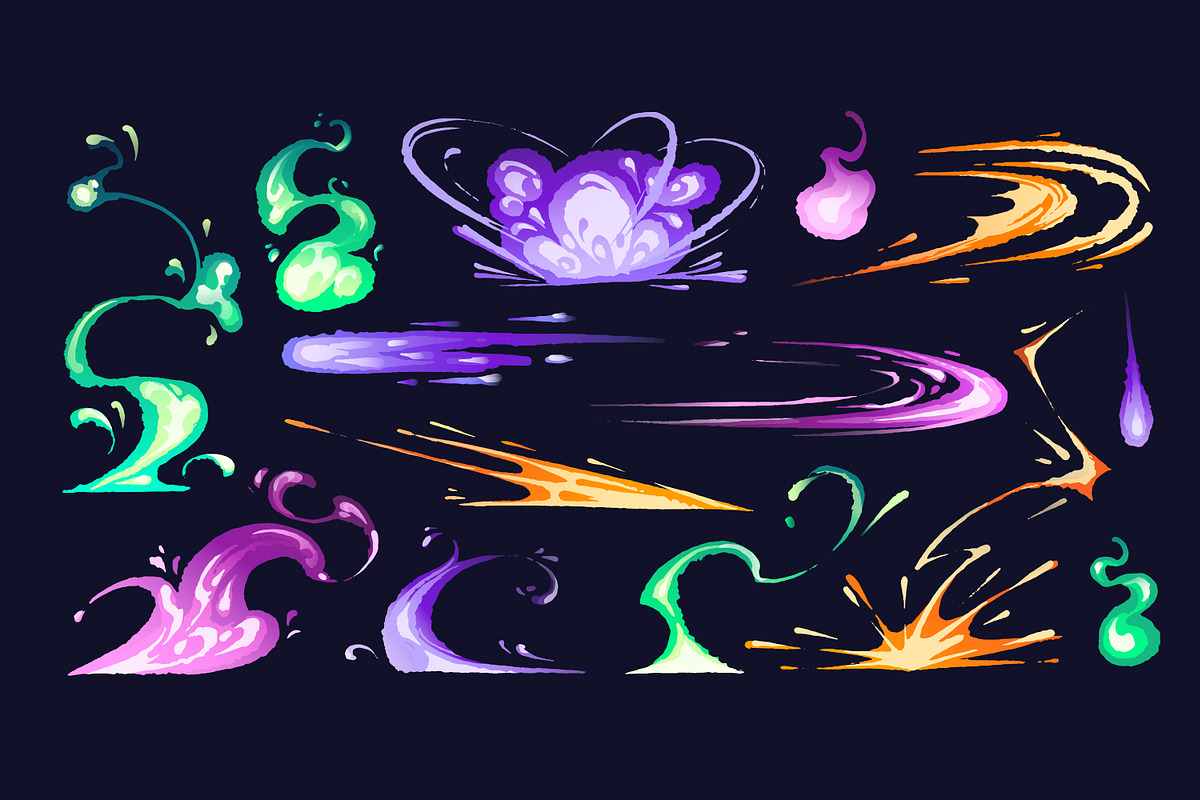 Forks of flame, fire set + patterns, an Object Illustration by PaperTrident (Photo 3 of 5)