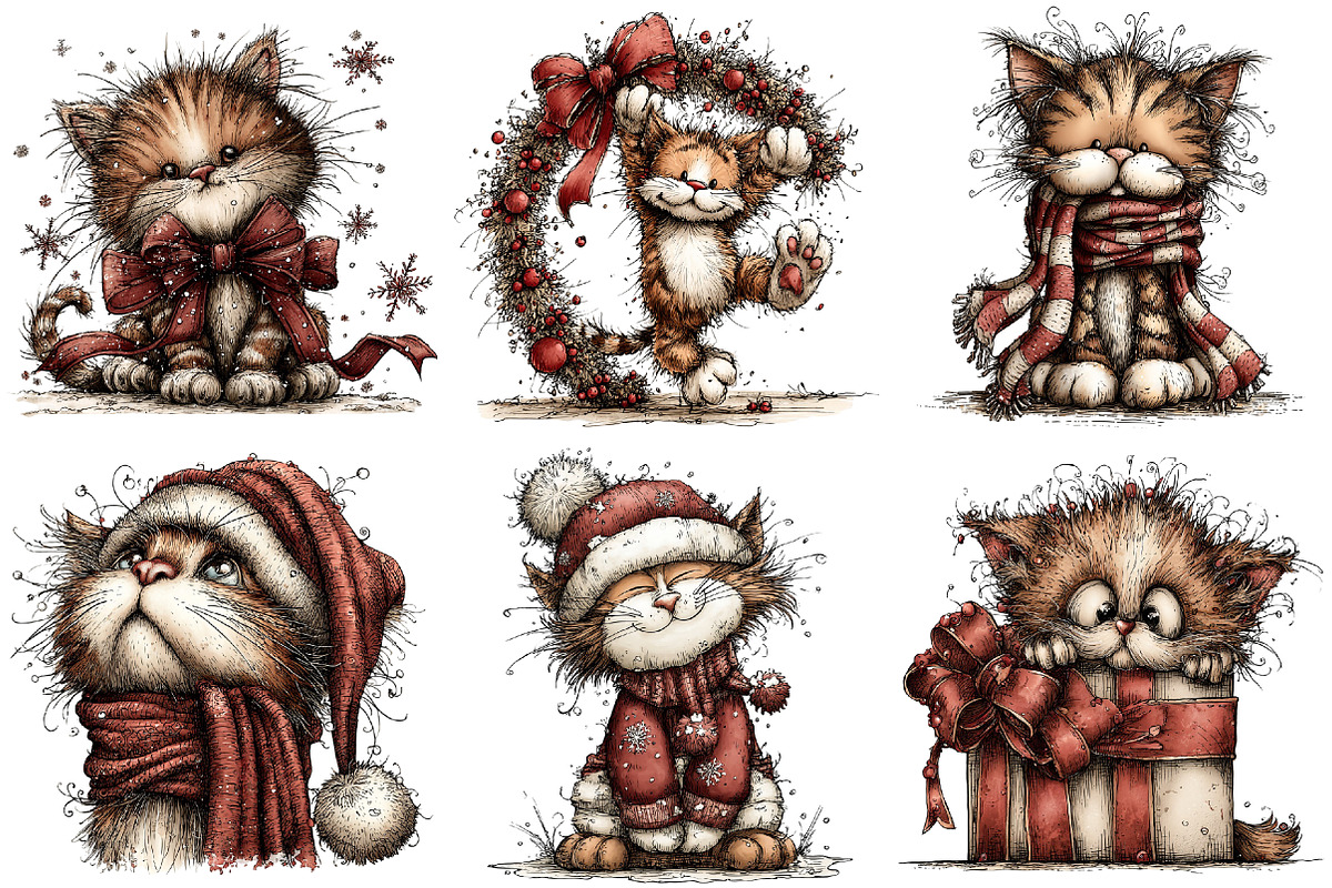 Festive Cat Winter Clipart, an Illustration by Libby Wishes (Photo 7 of 8)