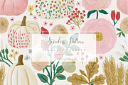 Pumpkin and Floral Seamless Pattern, a Pattern Graphic by Pati Charm Studio (Thumbnail 1 of 6)