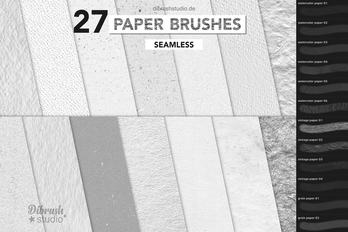 Procreate Paper Texture Brushes, a Brush Add-On by DiBrush Studio (Photo 3 of 7)