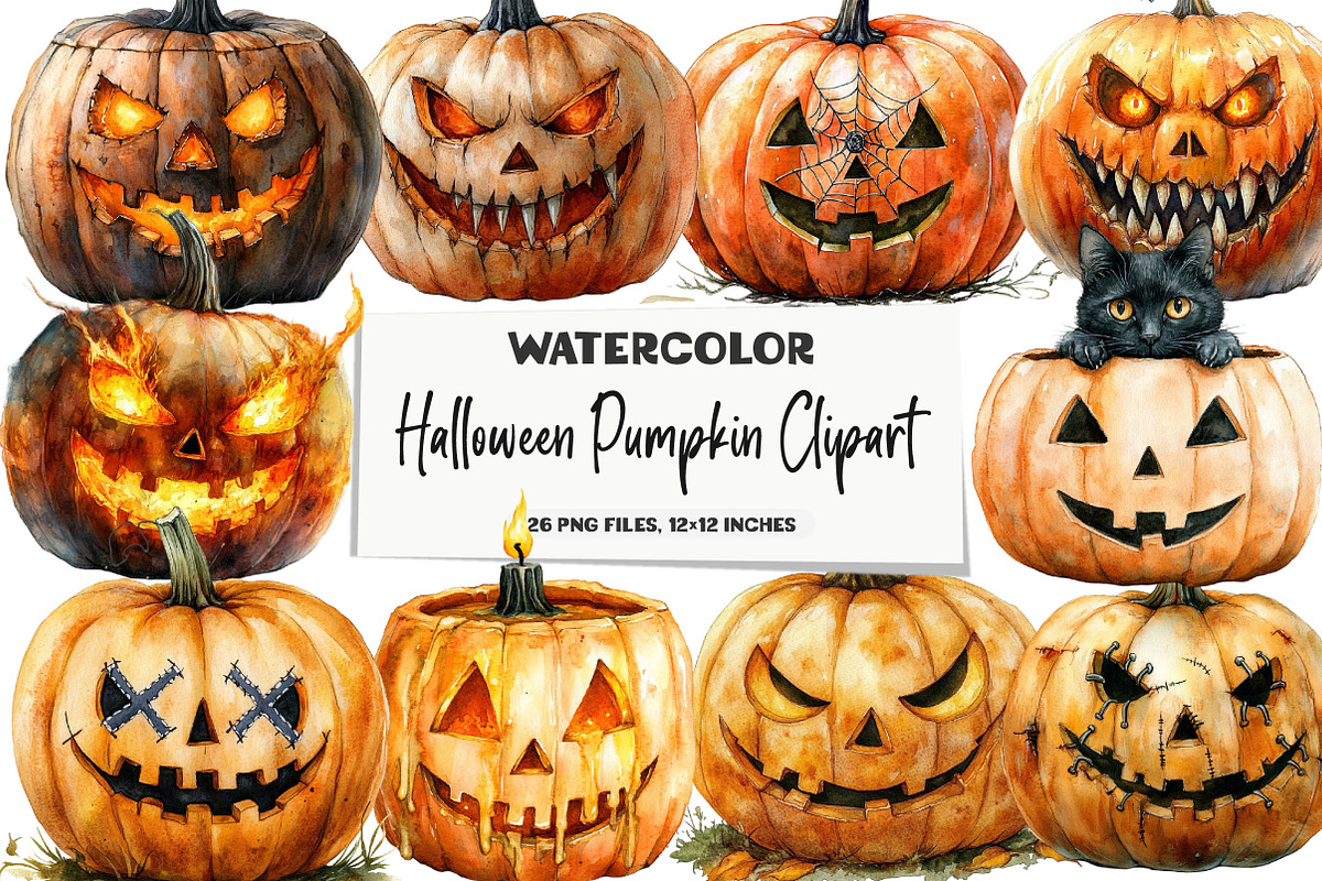 Halloween Pumpkin Clipart, an Illustration by DreamArtGraphic (Photo 1 of 5)