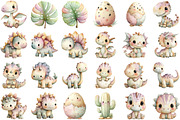 Dinosaurs Watercolor Clipart, an Illustration by Sublimation Artist (Thumbnail 3 of 7)