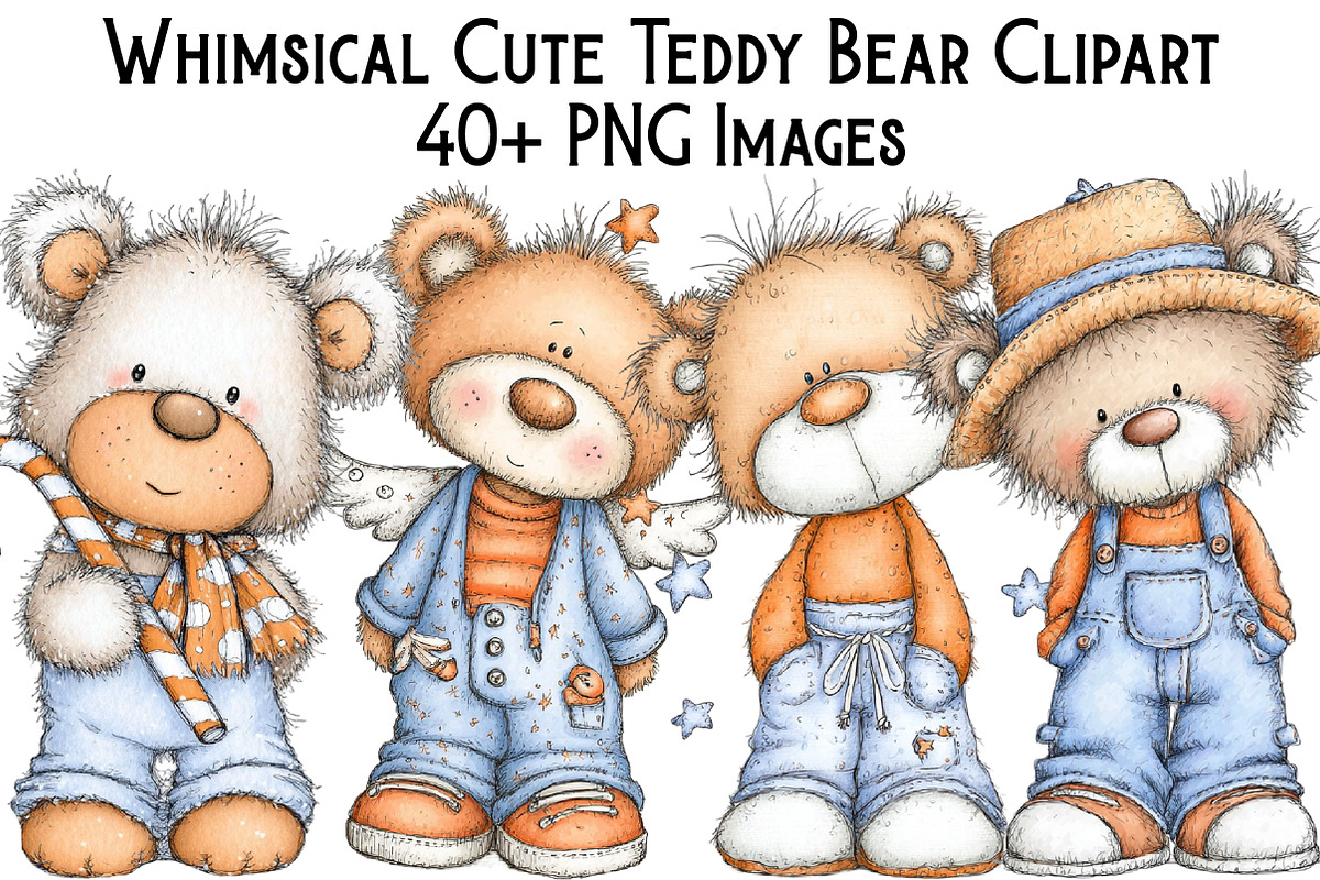 Whimsical Cute Teddy Bear Clipart, an Illustration by Pixels.Craft (Photo 1 of 6)