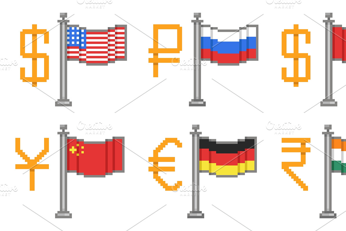 Currency signs and flags. Countries, a Finance Illustration by YummyBuum (Photo 3 of 3)