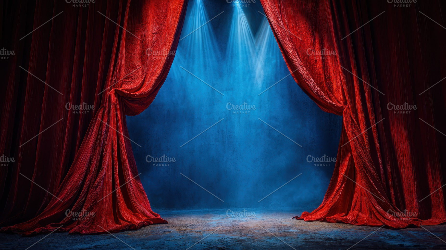 Red velvet curtains stage lighting b, a Photo by Pixeness Studio