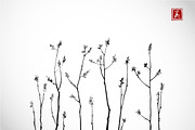 Japanese painting sumi-e. Flowers, a Decorative Illustration by Elina_Li (Thumbnail 8 of 15)