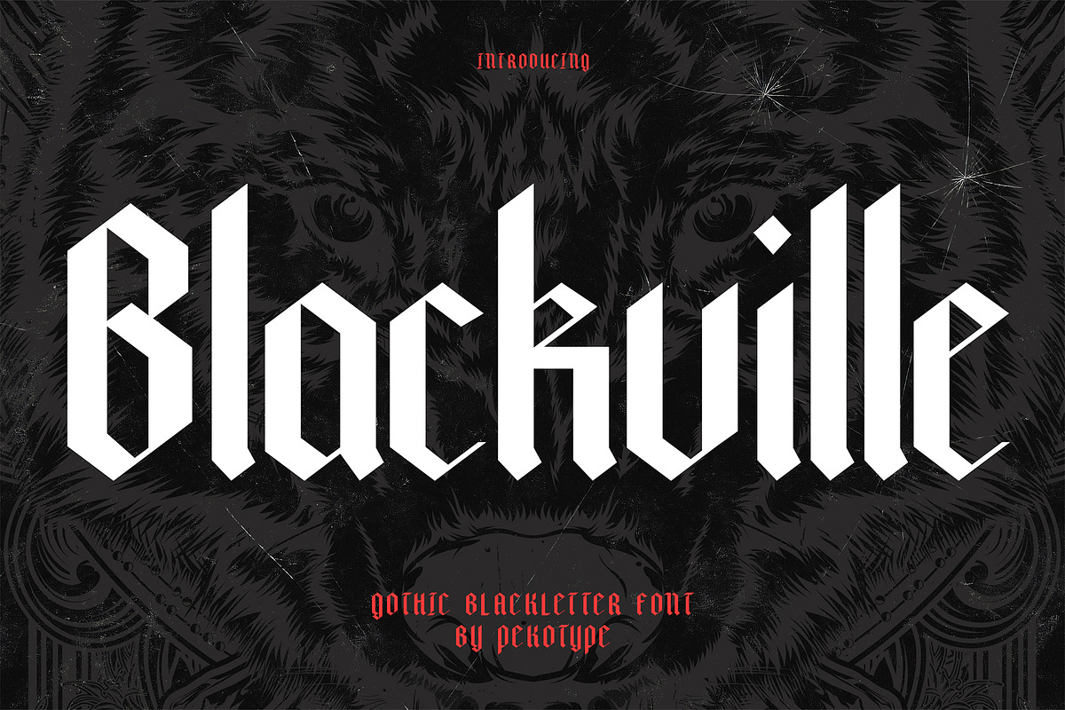 Blackville - Gothic Blackletter Font, a Blackletter Font by Pekotype (Photo 1 of 15)