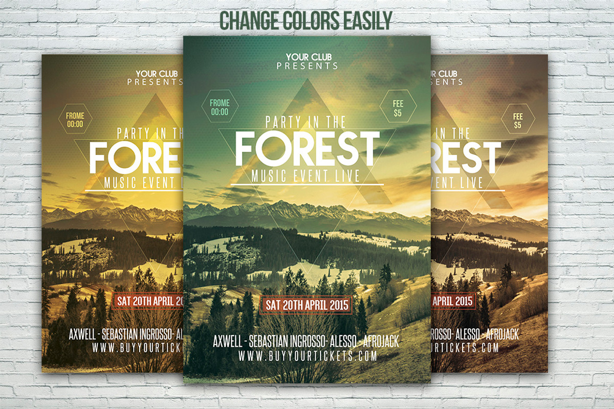 Forest Party/Festival Flyer Template, a Flyer Template by Graphicfy Templates (Photo 1 of 5)