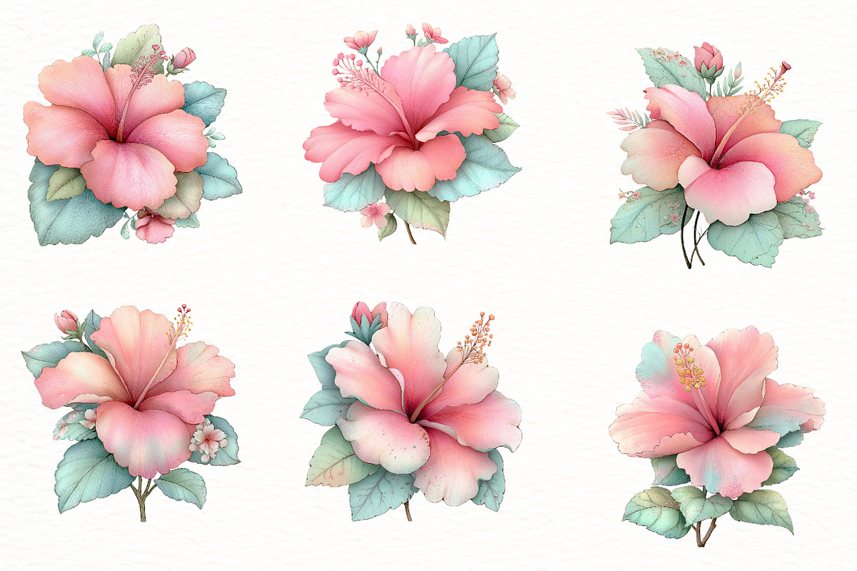 Watercolor hibiscus flower clipart, an Illustration by Designworld (Photo 4 of 6)