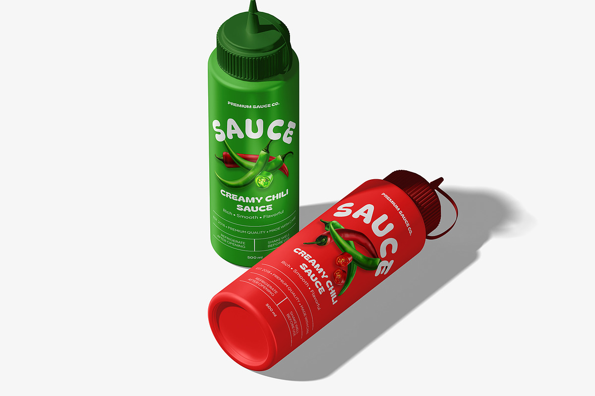 Plastic Sauce Squeeze Bottle Mockup, a Packaging Mockup by Permadi Creative (Photo 2 of 5)